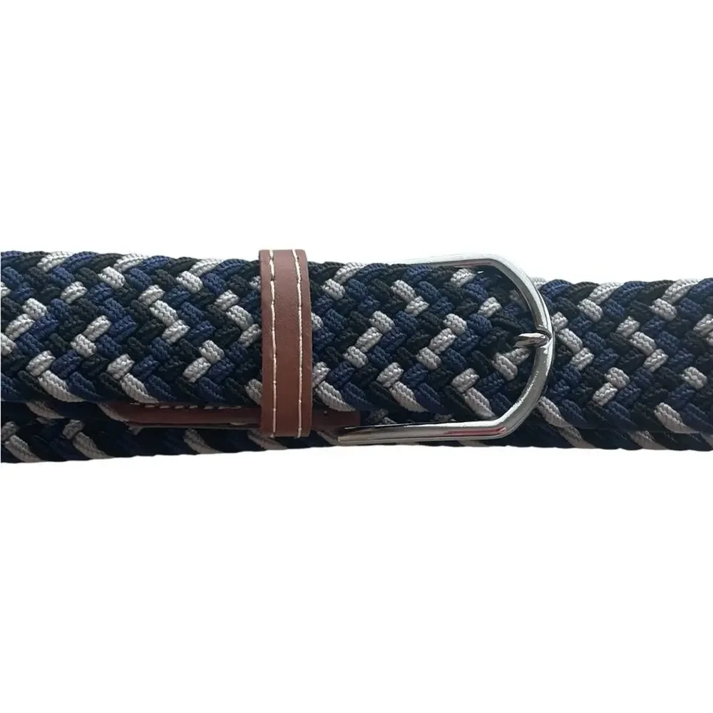 ✨Woven Belt Black Navy Gray Adjustable Silver Buckle Classic 39” NWOT 💙